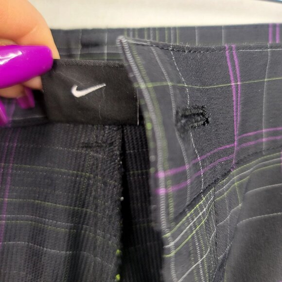 Nike Golf Mens Plaid Shorts Purple Gray Checkered Performance Fit Size 40 - Picture 8 of 12